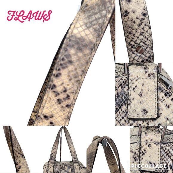 Michael Kors Heidi Dark Sans Satchel tan brown black silver snake print bag 2009 - Picture 11 of 16